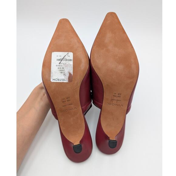Vince Venice Slingback Kitten Heel Pumps Pointed Toe Women's Crimson US10M EU41 - Picture 8 of 12